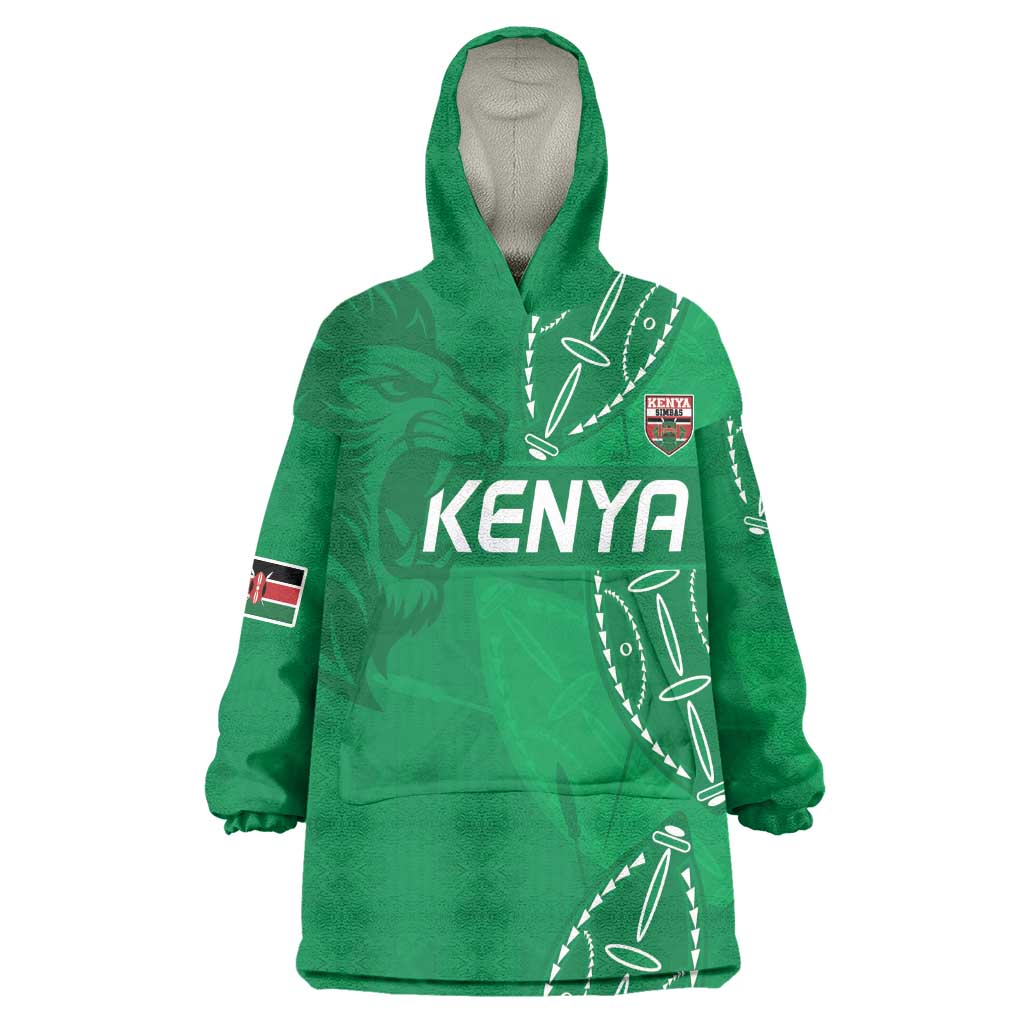 Jamhuri ya Kenya Rugby Custom Wearable Blanket Hoodie Kenyan Shield Style - Green Color LT15