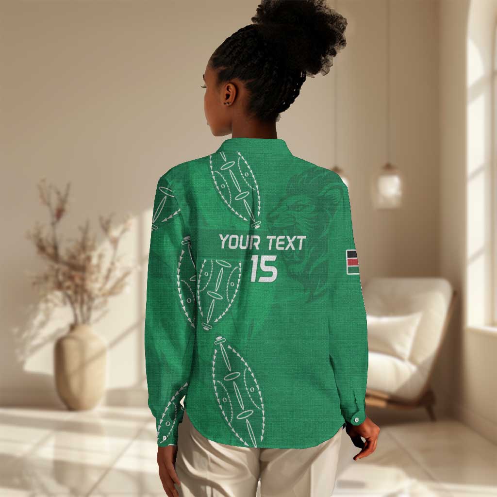 Jamhuri ya Kenya Rugby Custom Women Casual Shirt Kenyan Shield Style - Green Color LT15