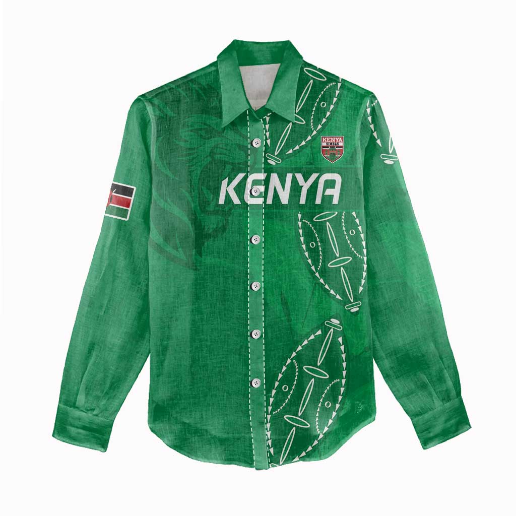 Jamhuri ya Kenya Rugby Custom Women Casual Shirt Kenyan Shield Style - Green Color LT15