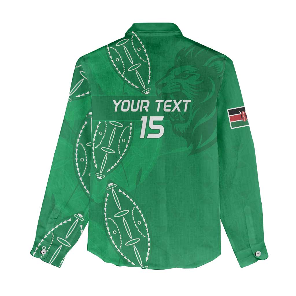 Jamhuri ya Kenya Rugby Custom Women Casual Shirt Kenyan Shield Style - Green Color LT15