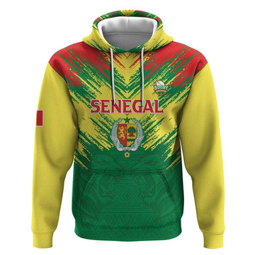 Senegal Rugby Custom Hoodie Lion With Coat Of Arms - African Pattern LT15