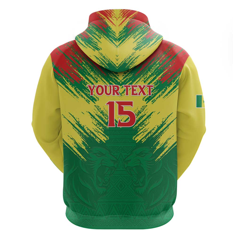 Senegal Rugby Custom Hoodie Lion With Coat Of Arms - African Pattern LT15