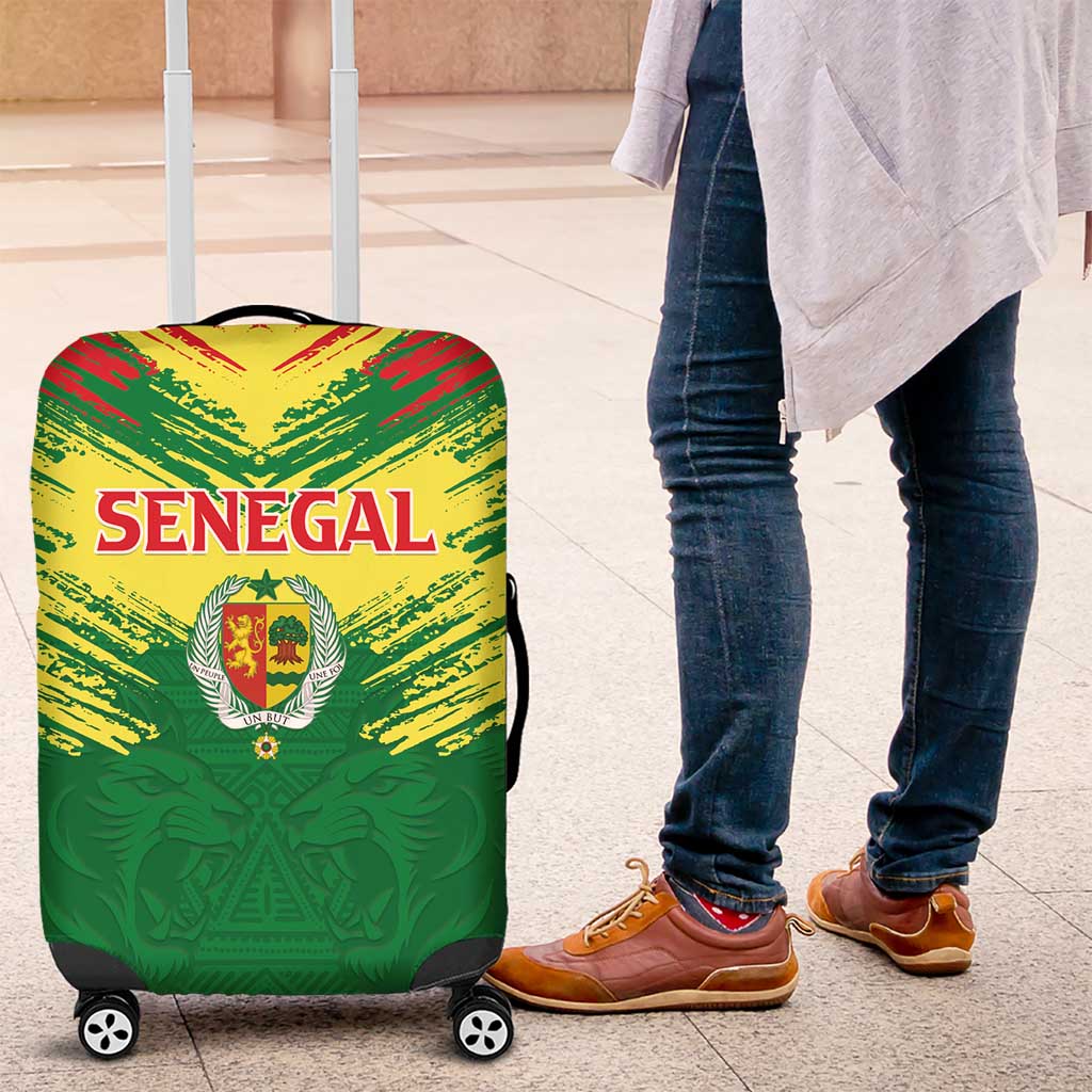 Senegal Rugby Luggage Cover Lion With Coat Of Arms - African Pattern LT15