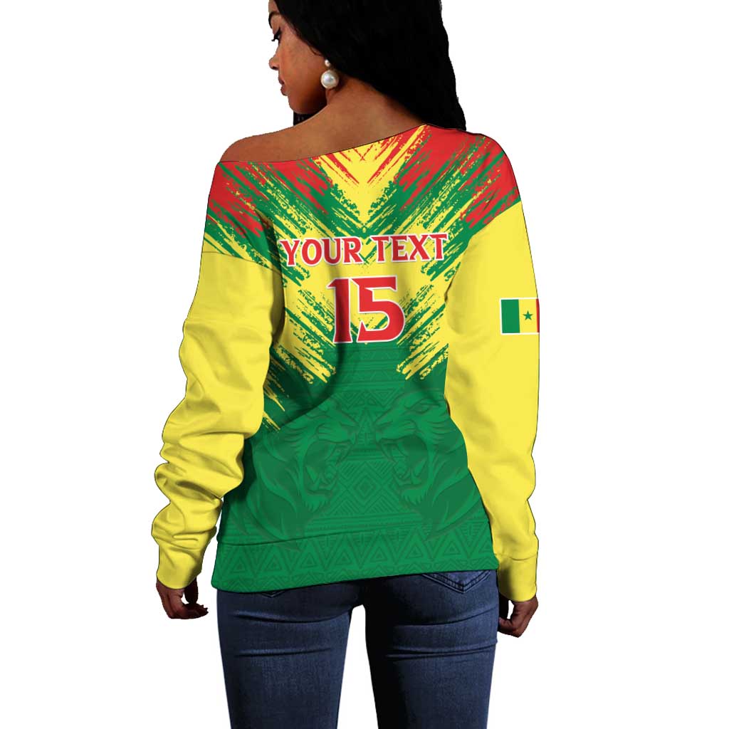 Senegal Rugby Custom Off Shoulder Sweater Go Go Go ! LT15