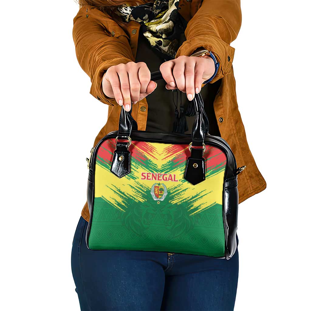 Senegal Rugby Shoulder Handbag Lion With Coat Of Arms - African Pattern LT15