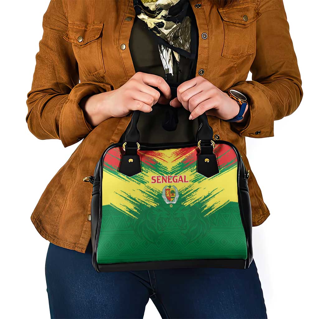 Senegal Rugby Shoulder Handbag Lion With Coat Of Arms - African Pattern LT15