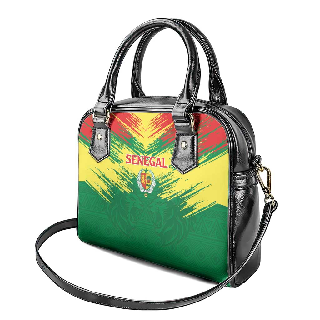 Senegal Rugby Shoulder Handbag Lion With Coat Of Arms - African Pattern LT15