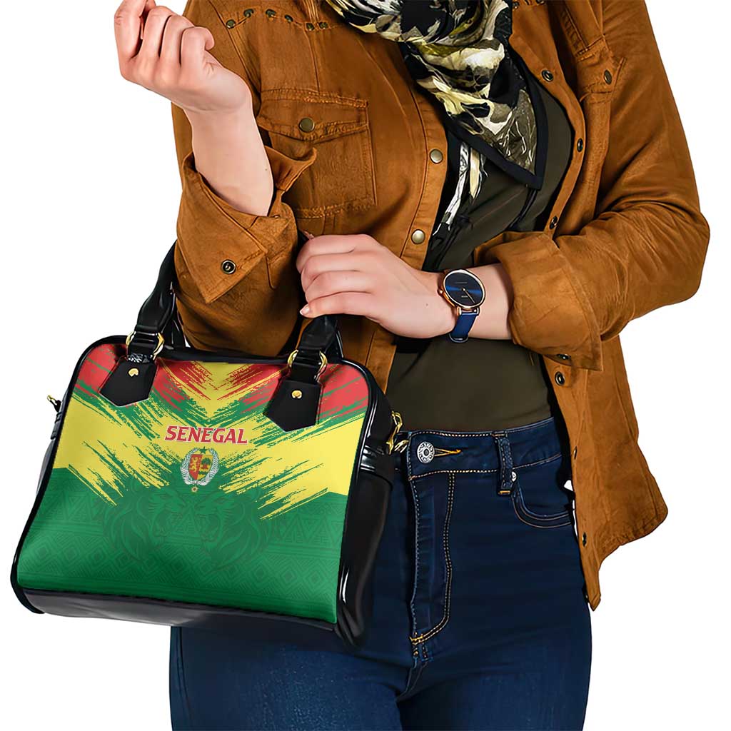 Senegal Rugby Shoulder Handbag Lion With Coat Of Arms - African Pattern LT15