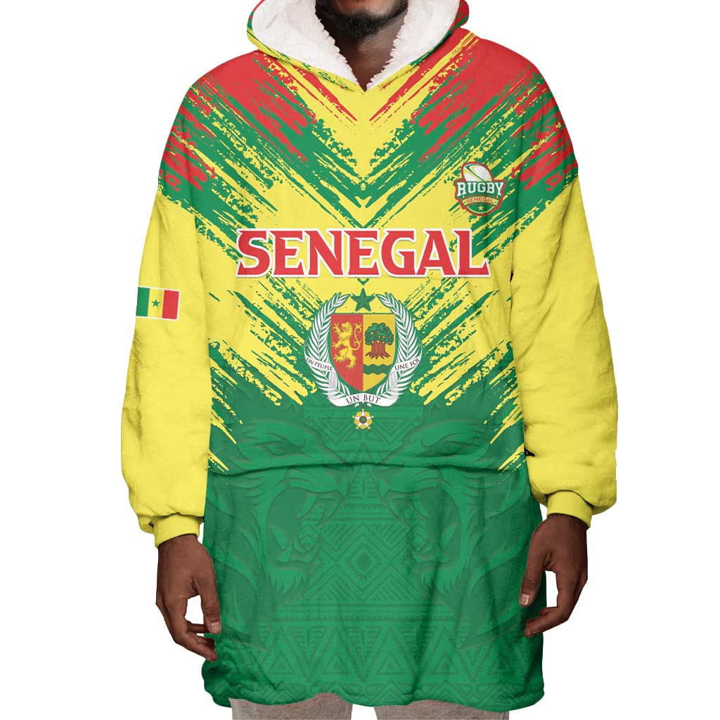 Senegal Rugby Custom Wearable Blanket Hoodie Go Go Go ! LT15