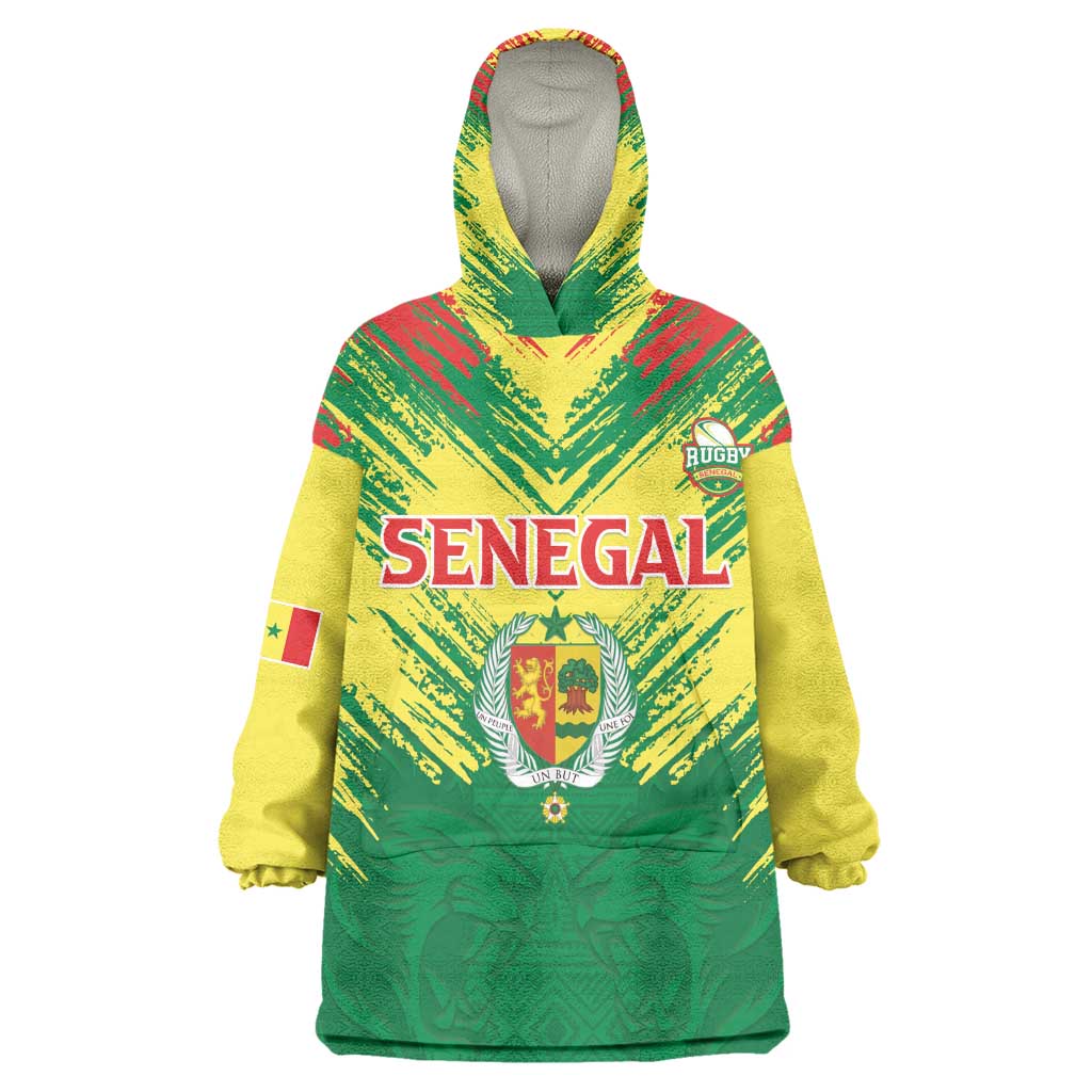 Senegal Rugby Custom Wearable Blanket Hoodie Go Go Go ! LT15