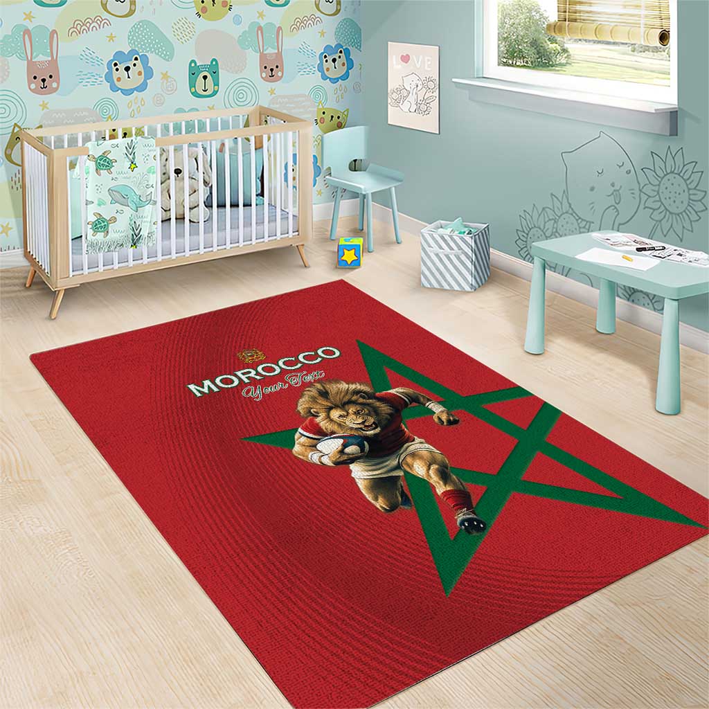 Morocco Rugby Custom Area Rug Come On Atlas Lions LT15
