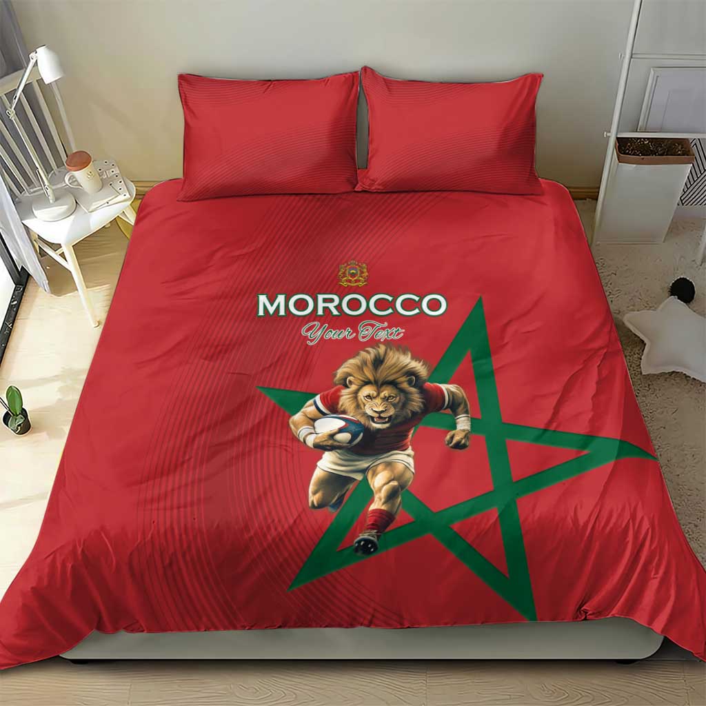 Morocco Rugby Custom Bedding Set Come On Atlas Lions LT15