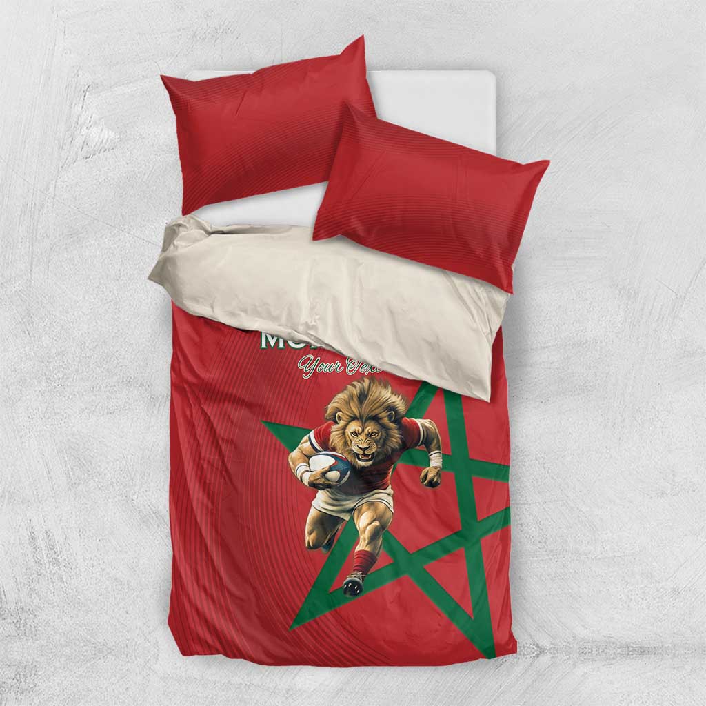 Morocco Rugby Custom Bedding Set Come On Atlas Lions LT15