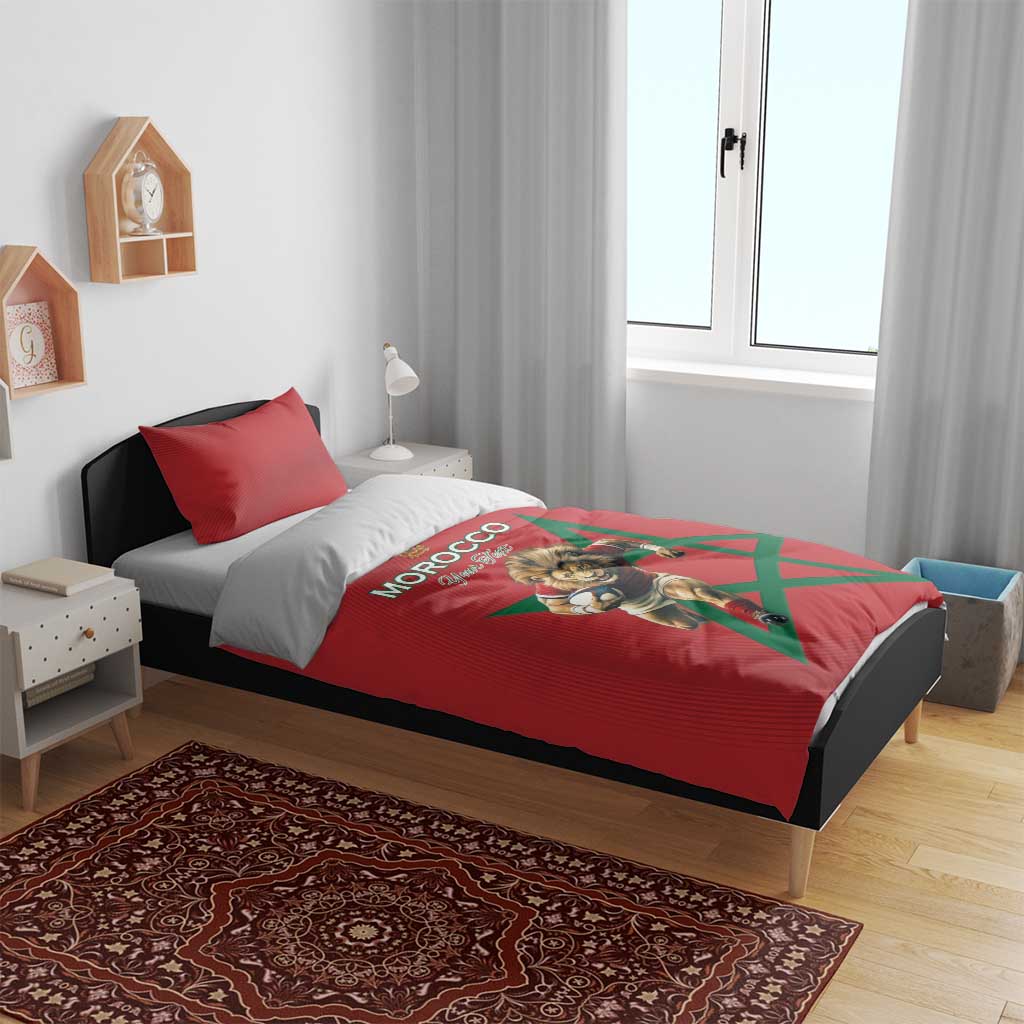 Morocco Rugby Custom Bedding Set Come On Atlas Lions LT15