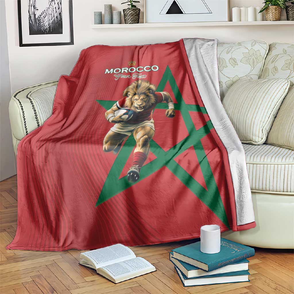 Morocco Rugby Custom Blanket Come On Atlas Lions LT15