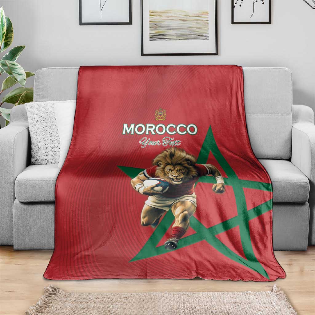 Morocco Rugby Custom Blanket Come On Atlas Lions LT15