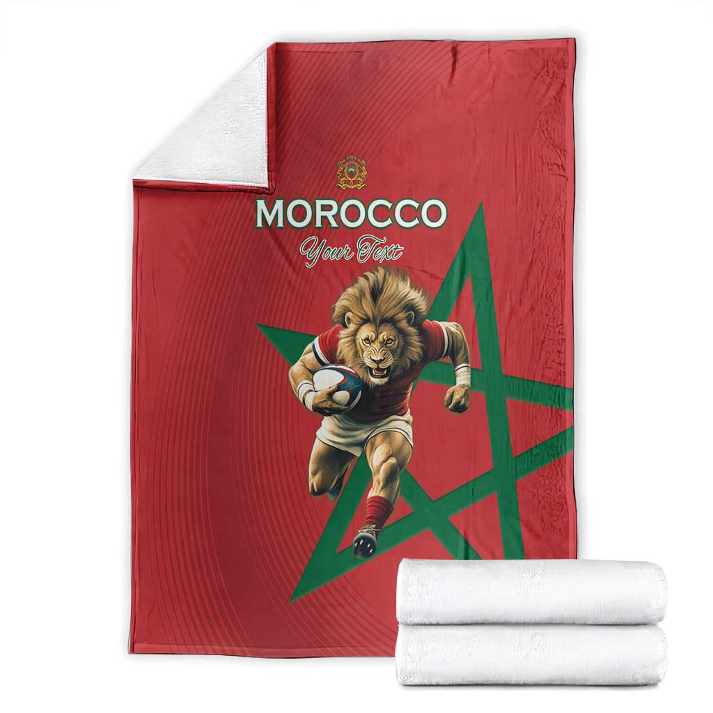 Morocco Rugby Custom Blanket Come On Atlas Lions LT15