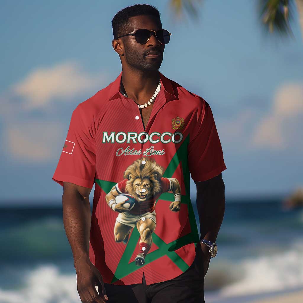Morocco Rugby Custom Hawaiian Shirt Come On Atlas Lions LT15