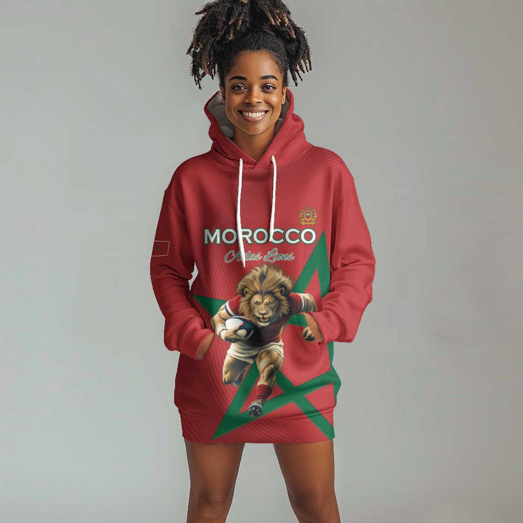 Morocco Rugby Custom Hoodie Dress Come On Atlas Lions LT15