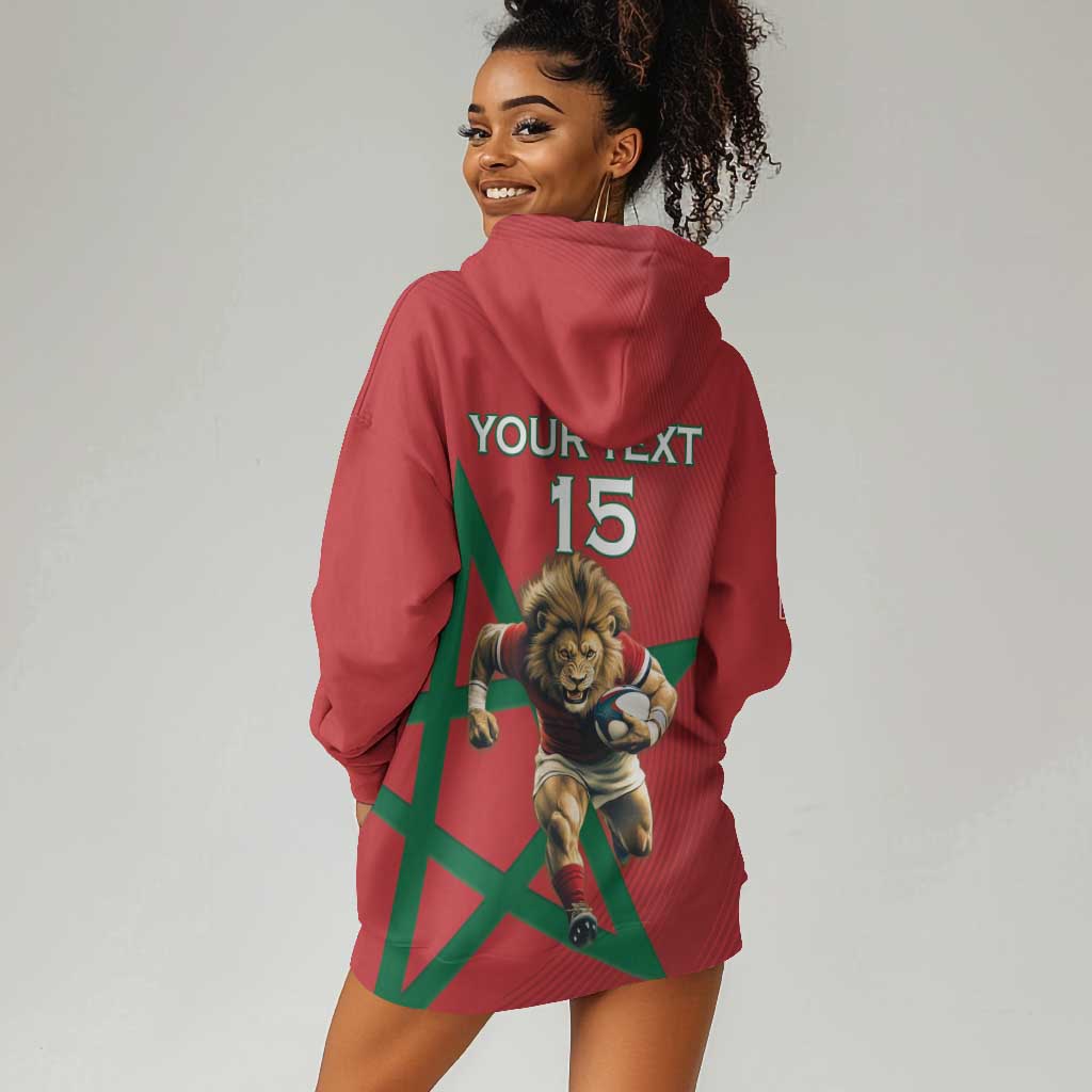 Morocco Rugby Custom Hoodie Dress Come On Atlas Lions LT15