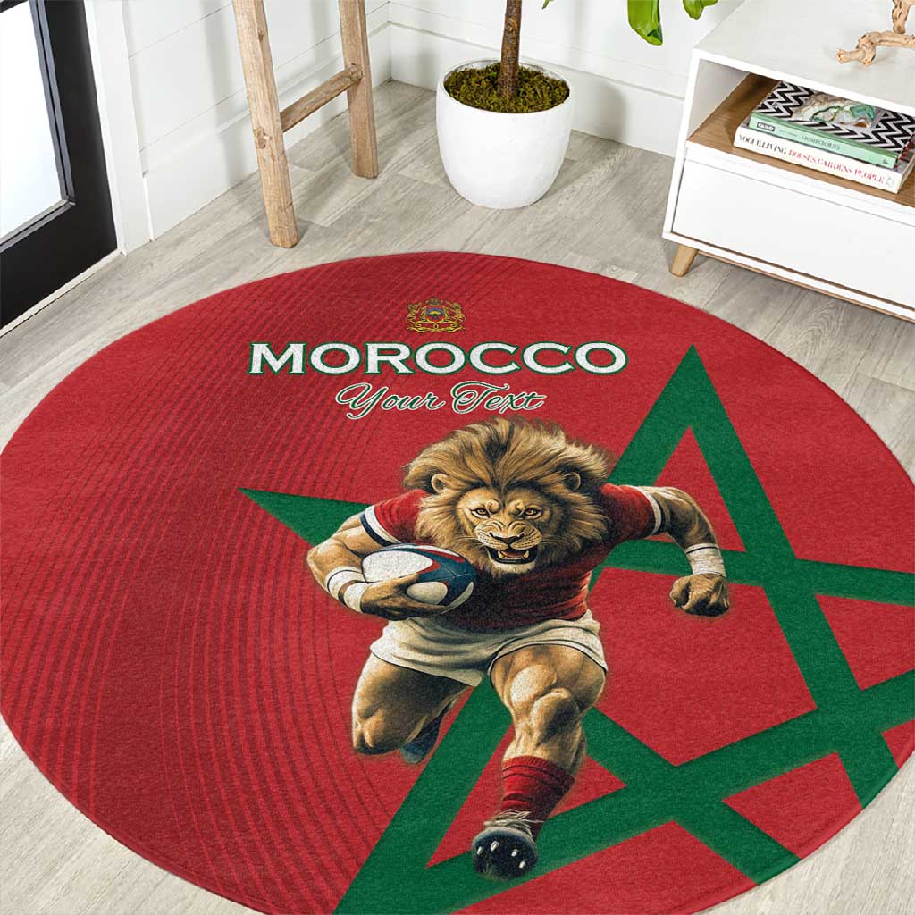 Morocco Rugby Custom Round Carpet Come On Atlas Lions LT15