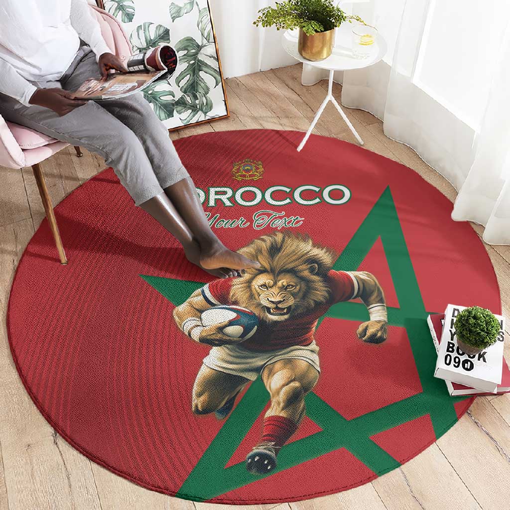 Morocco Rugby Custom Round Carpet Come On Atlas Lions LT15