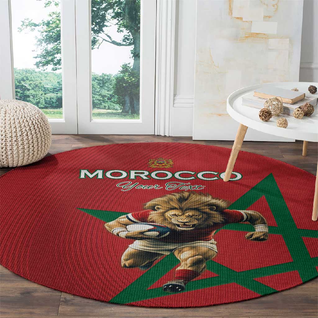 Morocco Rugby Custom Round Carpet Come On Atlas Lions LT15