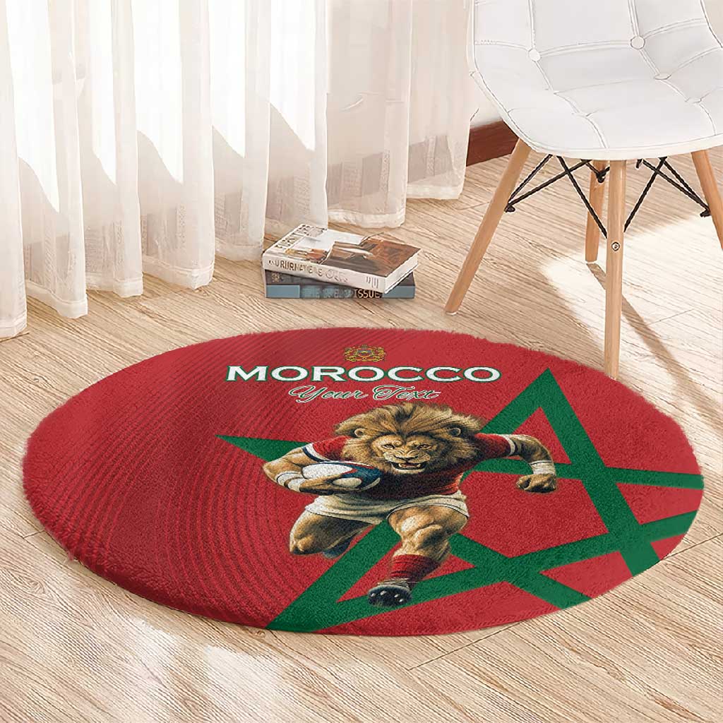 Morocco Rugby Custom Round Carpet Come On Atlas Lions LT15
