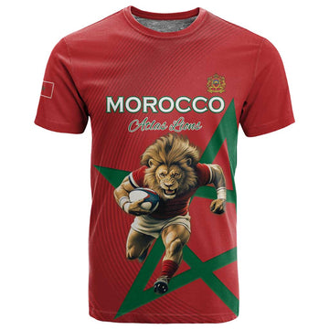 Morocco Rugby Custom T shirt Come On Atlas Lions LT15