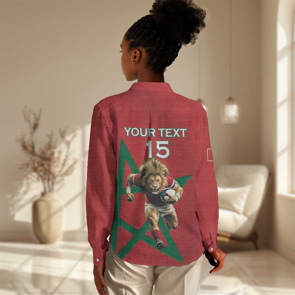 Morocco Rugby Custom Women Casual Shirt Come On Atlas Lions LT15
