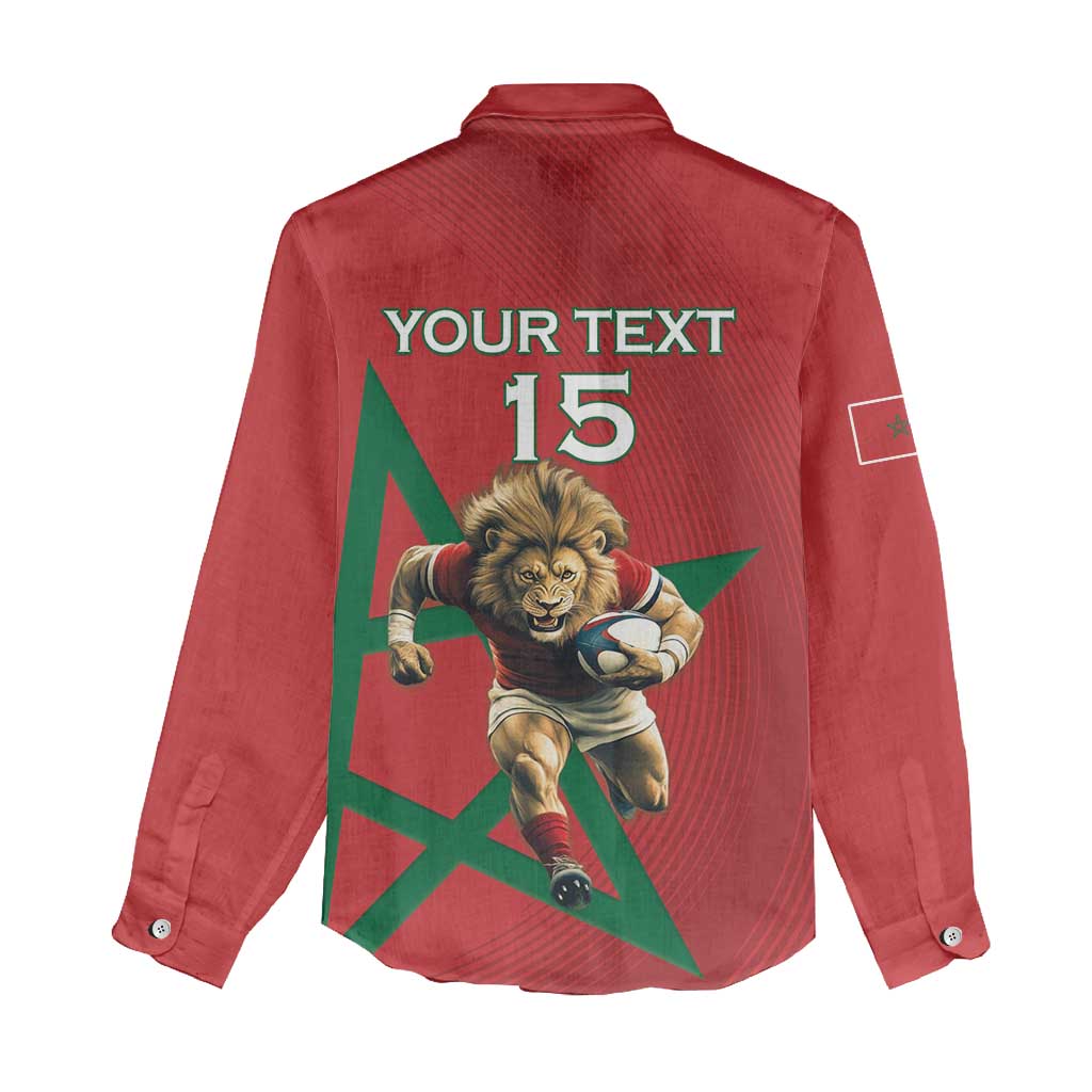 Morocco Rugby Custom Women Casual Shirt Come On Atlas Lions LT15