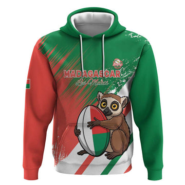 Madagascar Rugby Custom Hoodie Go Les Makis LT15