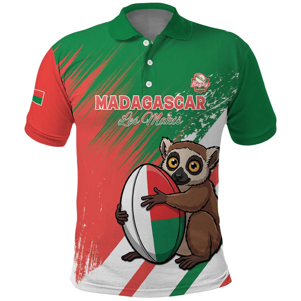 Madagascar Rugby Custom Polo Shirt Go Les Makis LT15
