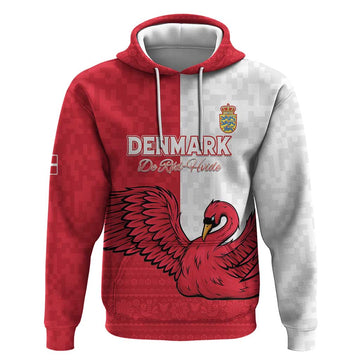 Custom Denmark Football Hoodie Red and Whites Scandinavia Pattern LT15