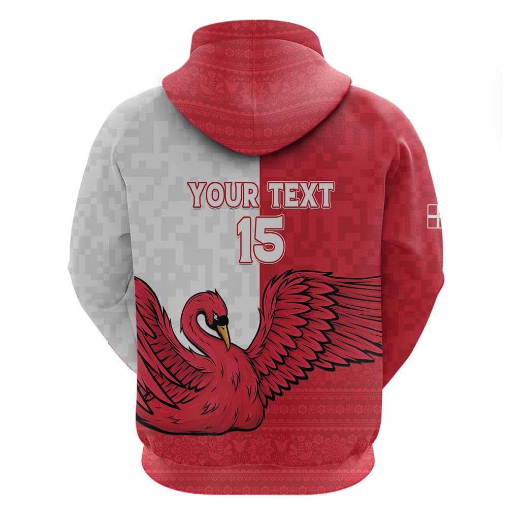 Custom Denmark Football Hoodie Red and Whites Scandinavia Pattern LT15