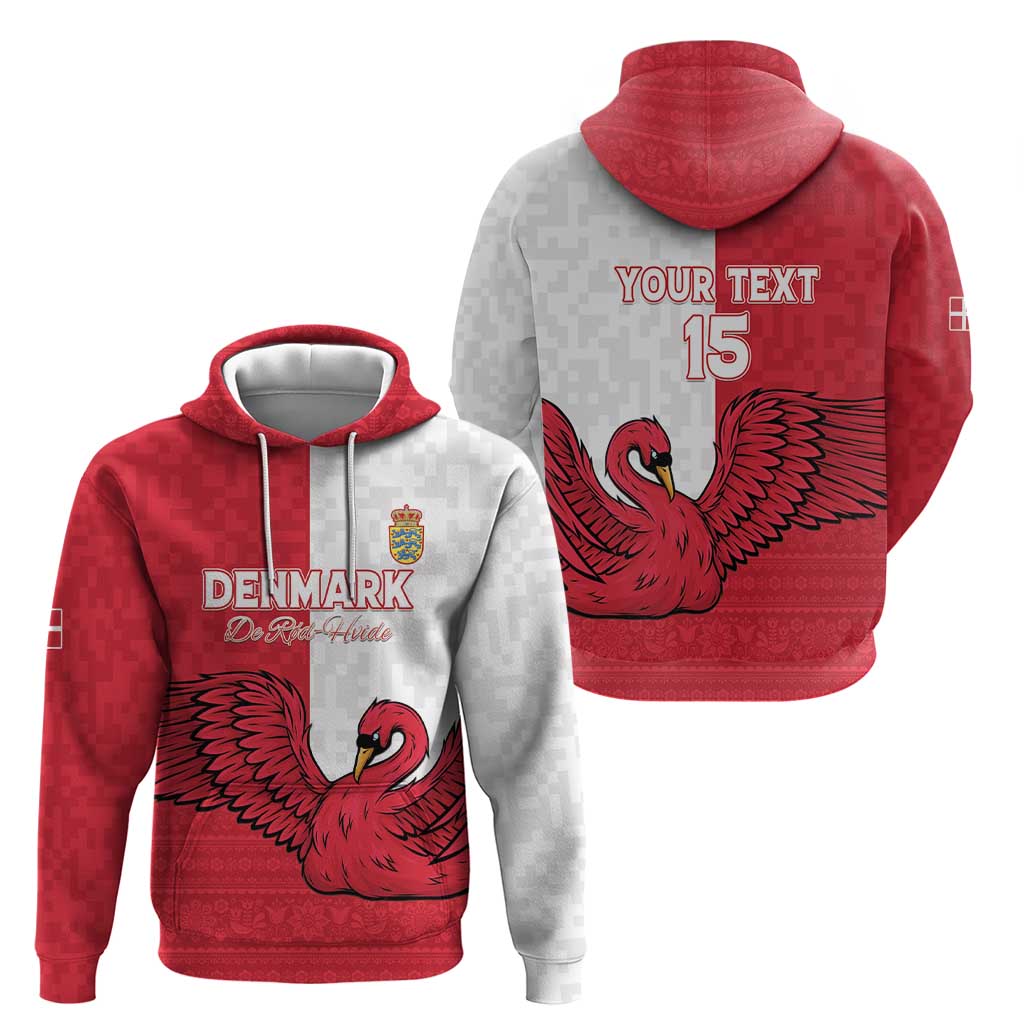 Custom Denmark Football Hoodie Red and Whites Scandinavia Pattern LT15