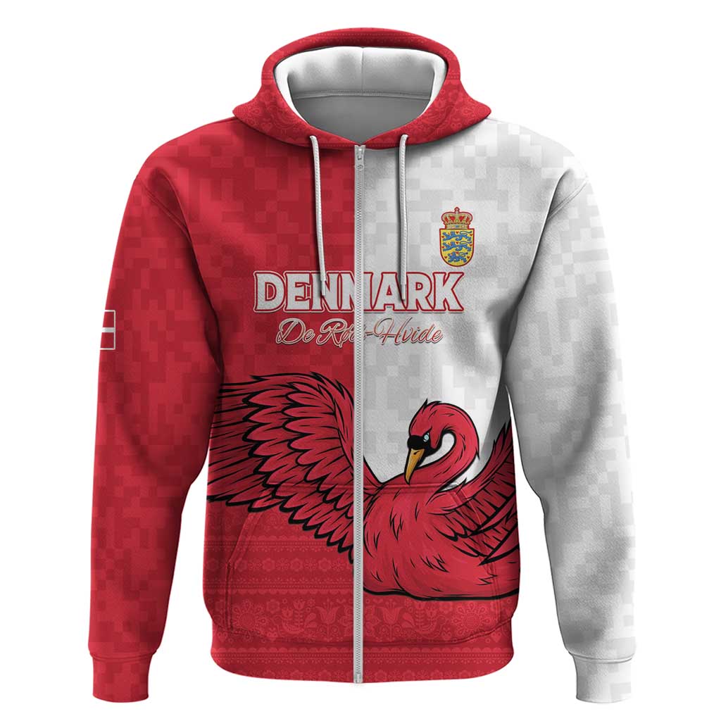 Custom Denmark Football Hoodie Red and Whites Scandinavia Pattern LT15