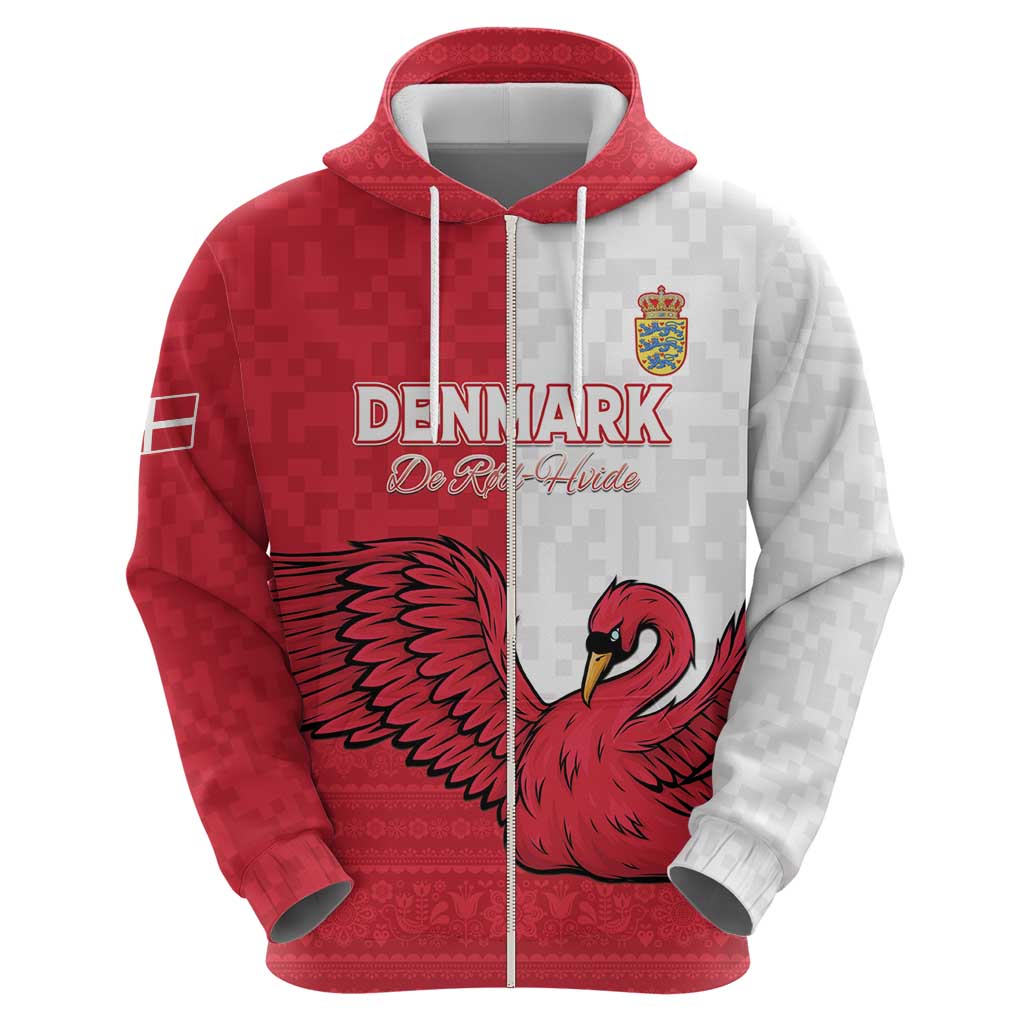 Custom Denmark Football Hoodie Red and Whites Scandinavia Pattern LT15