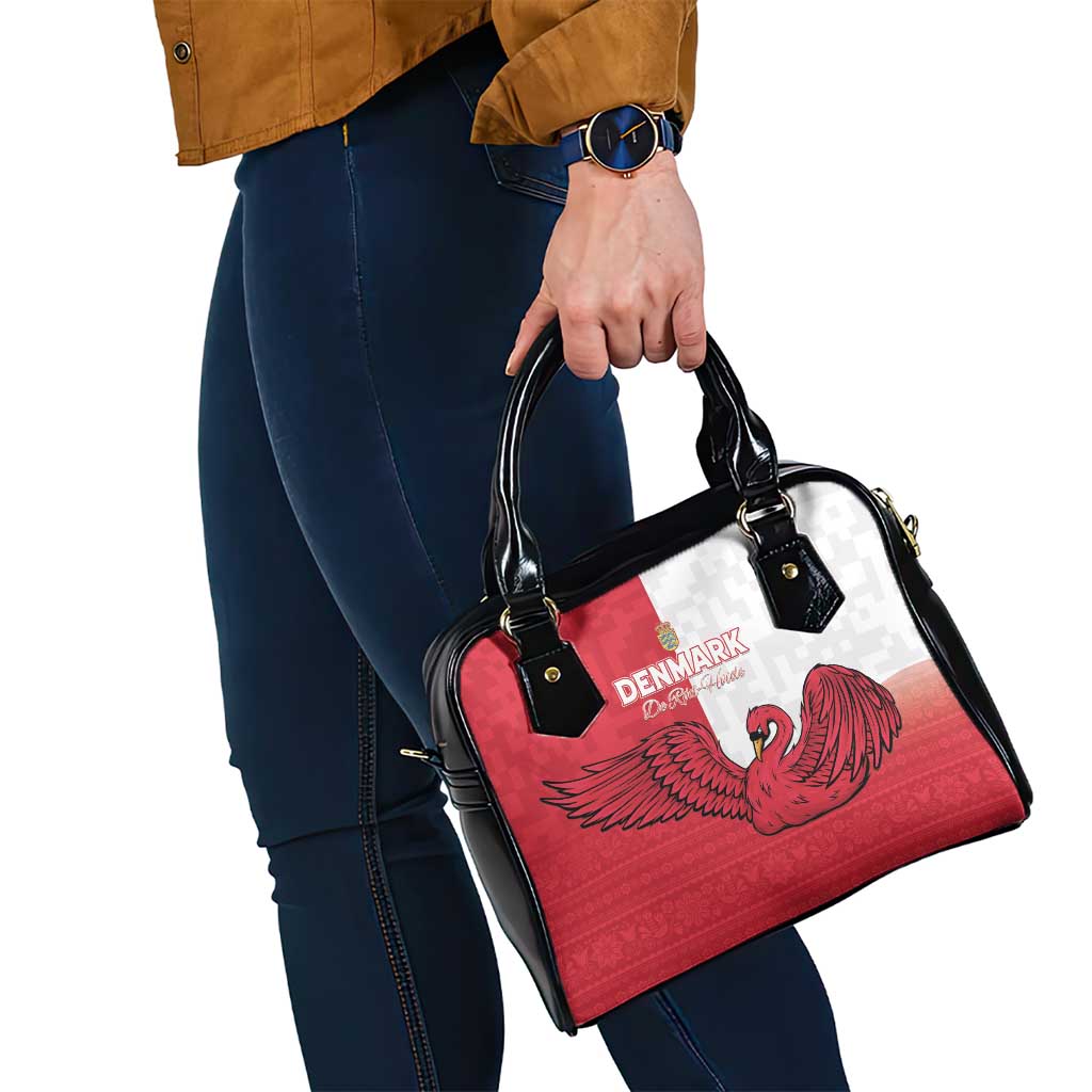 Denmark Football Shoulder Handbag Red and Whites Scandinavia Pattern LT15