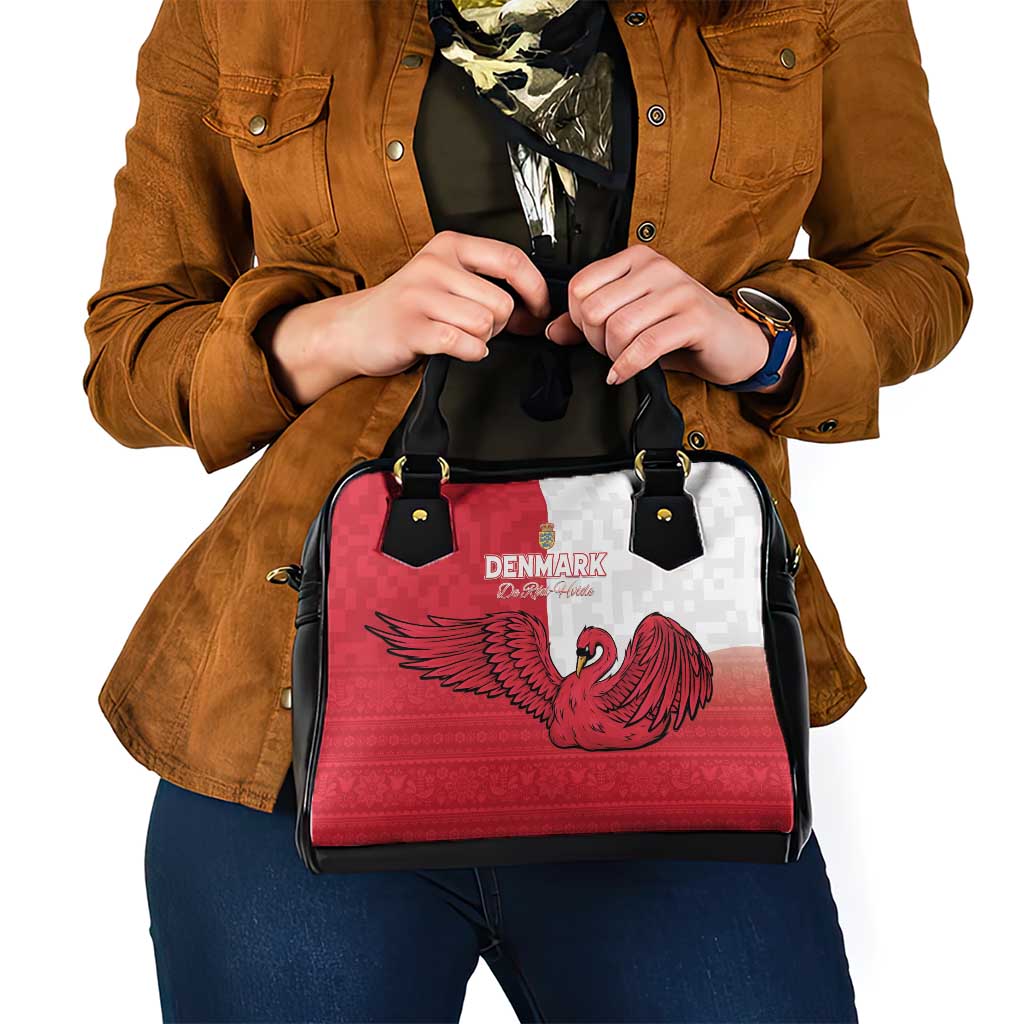 Denmark Football Shoulder Handbag Red and Whites Scandinavia Pattern LT15