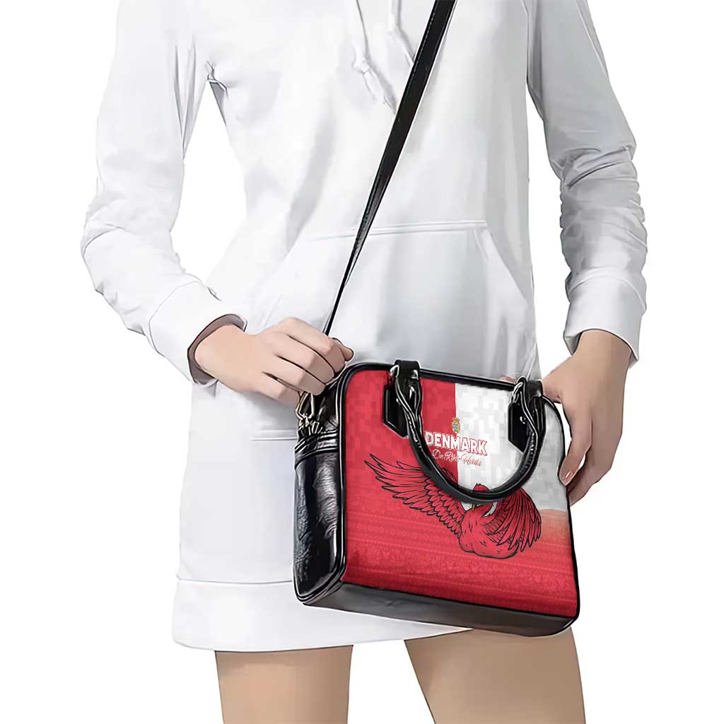 Denmark Football Shoulder Handbag Red and Whites Scandinavia Pattern LT15