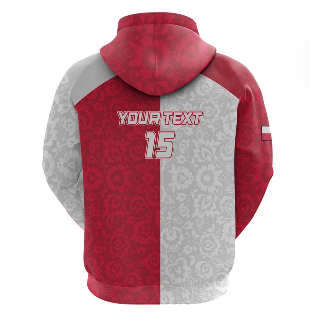 Custom Poland Football Hoodie White-Reds Floral Polish Pattern LT15