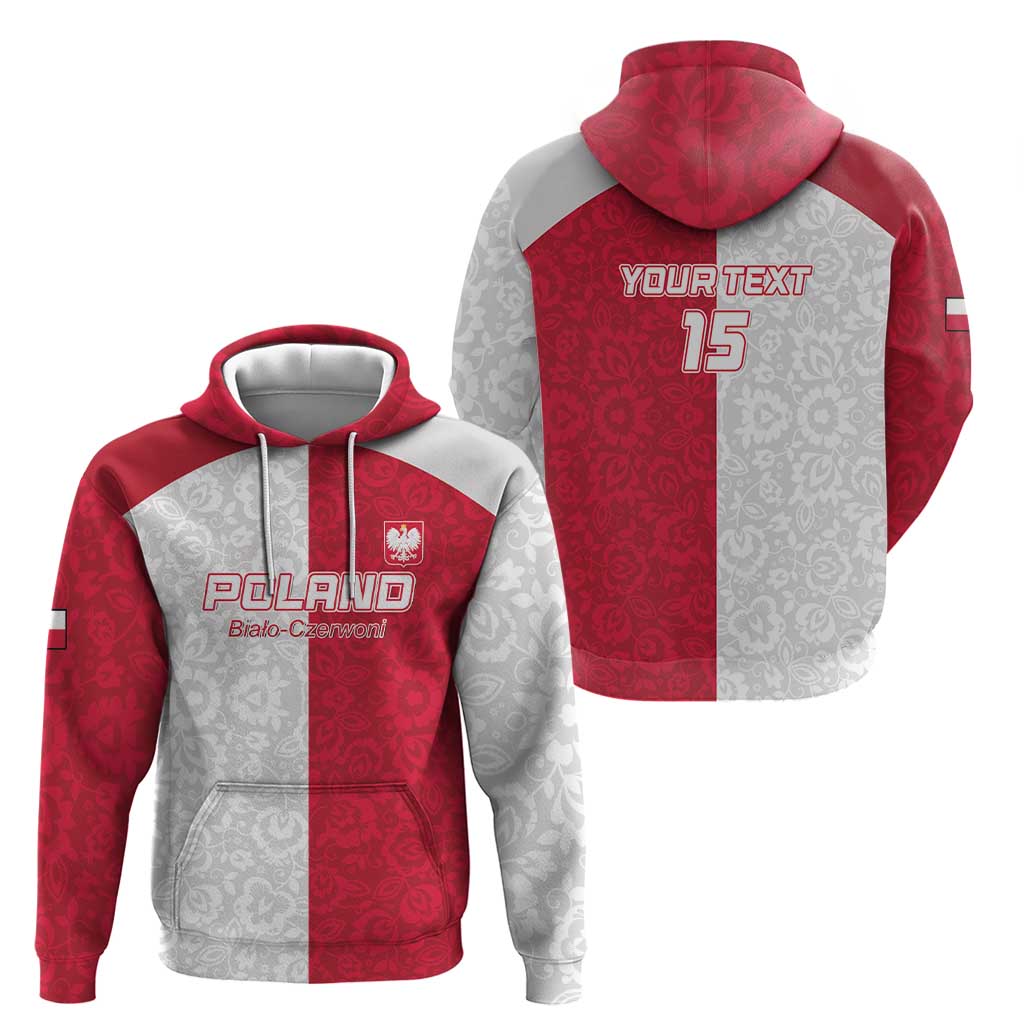 Custom Poland Football Hoodie White-Reds Floral Polish Pattern LT15