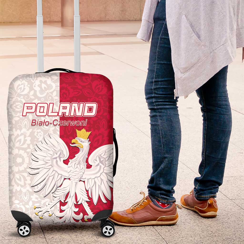 Poland Football Luggage Cover White-Reds Floral Polish Pattern LT15