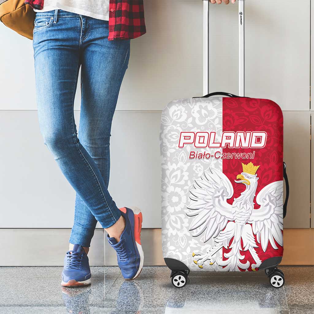 Poland Football Luggage Cover White-Reds Floral Polish Pattern LT15