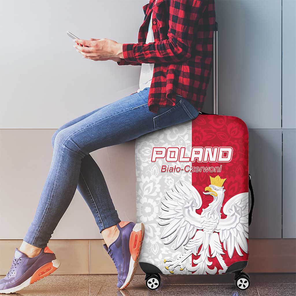 Poland Football Luggage Cover White-Reds Floral Polish Pattern LT15