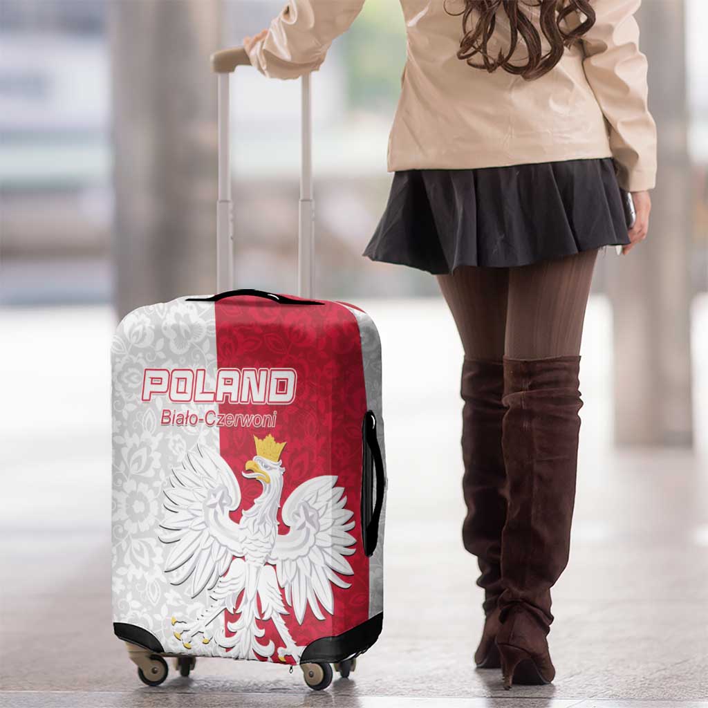 Poland Football Luggage Cover White-Reds Floral Polish Pattern LT15