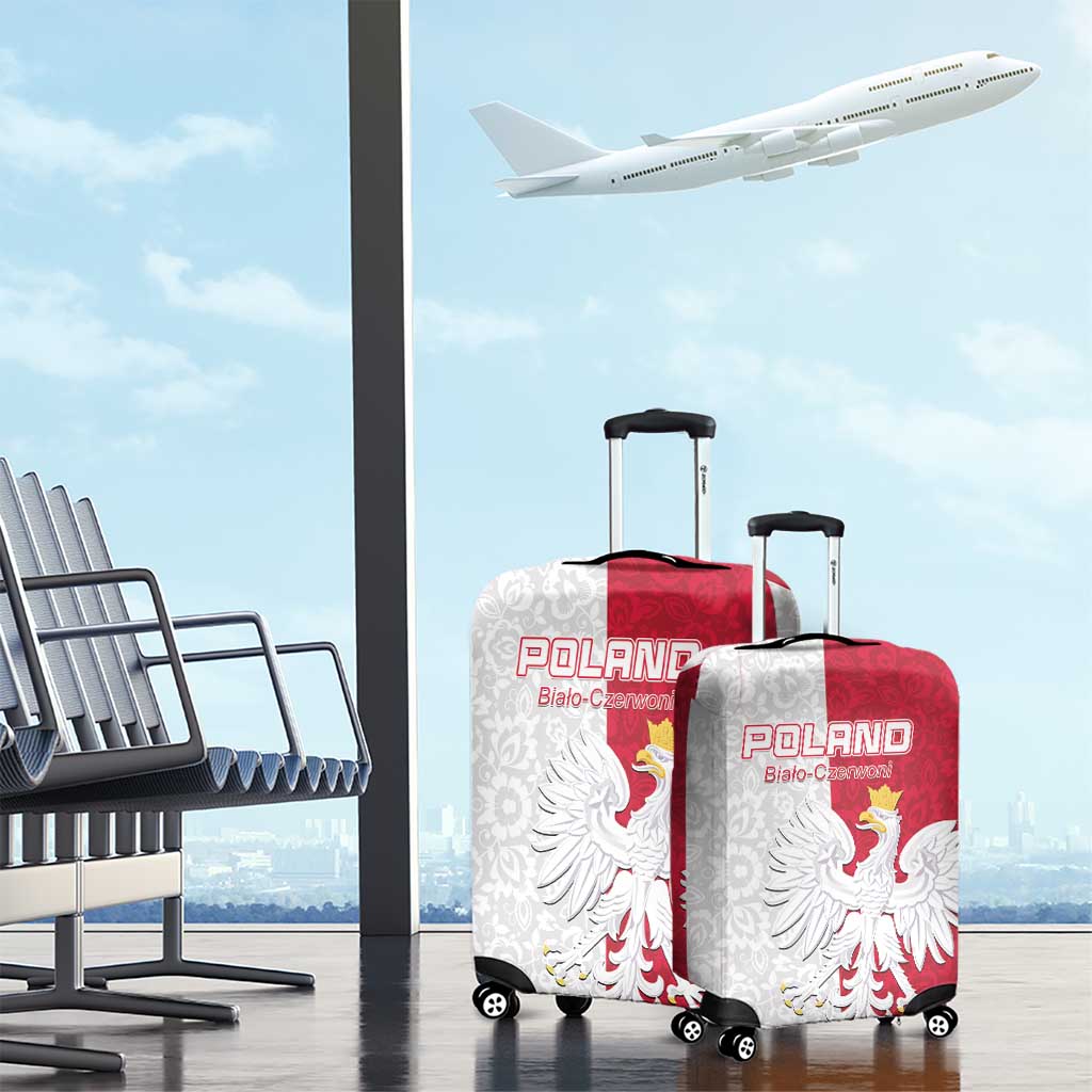 Poland Football Luggage Cover White-Reds Floral Polish Pattern LT15