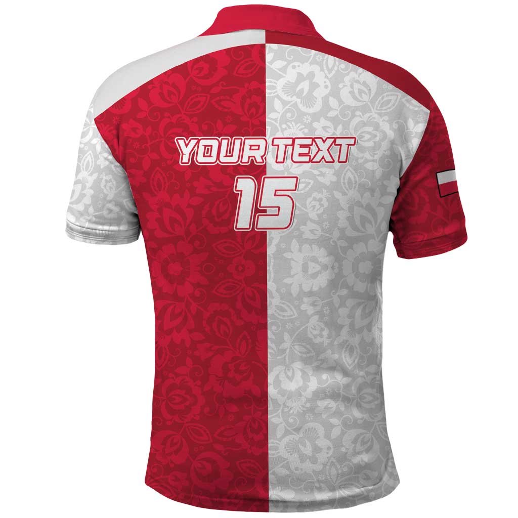 Custom Poland Football Polo Shirt White-Reds Floral Polish Pattern LT15
