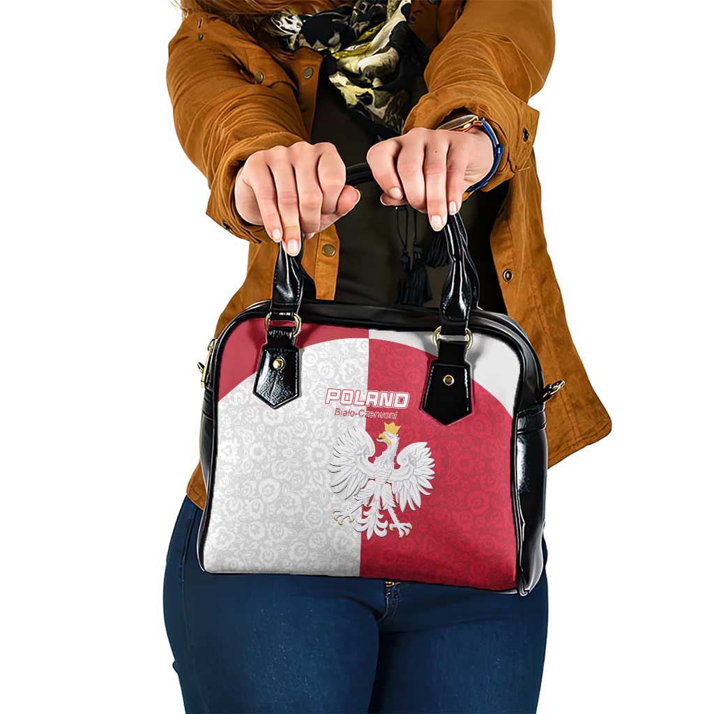Poland Football Shoulder Handbag White-Reds Floral Polish Pattern LT15